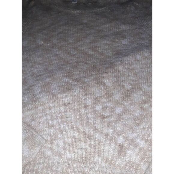 Medium 8/10 Time & Tru Long Sleeve Cream White Metallic Sparkle Sweater - Picture 2 of 4